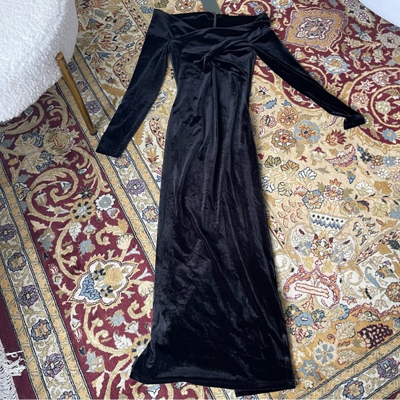 All Saints Black Velvet Midi Dress NWT - Picture 5 of 11